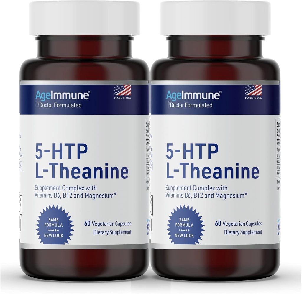 5-HTP Profesyonel ve Yetişkinler için Stres Yardımı ve sağlık desteği için 5HTP, L-Theanine, Vitamin B6, Vitamin B12, Magnezyum - Doktor Formulaed - Magnezyum Stearate Free - 60 kapsül.