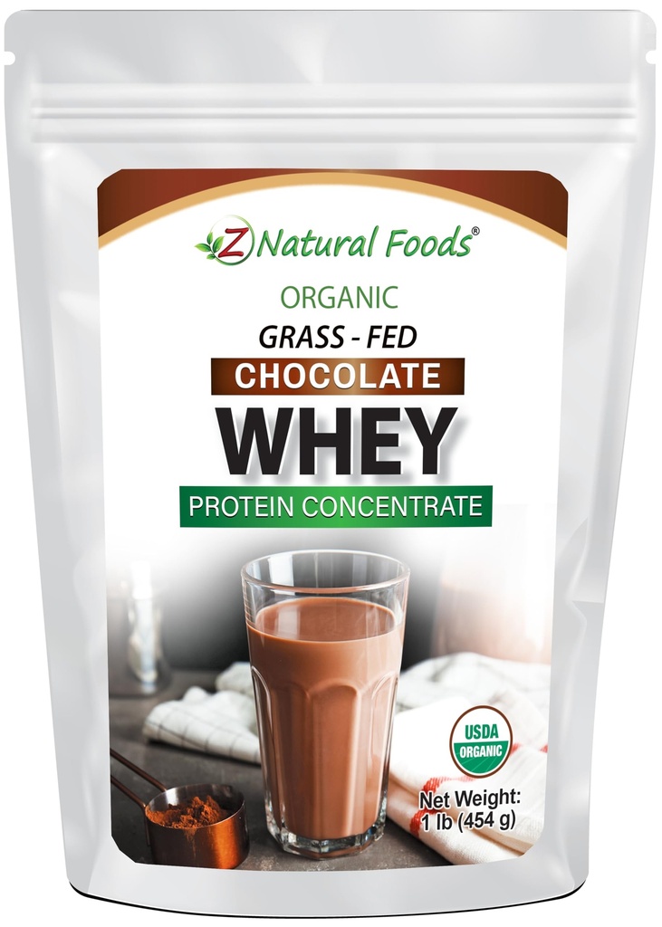 Organik Çikolata Whey Protein Toz Yoğunluğu - Grass Fed & ABD'de Yükseltildi - GMO, Gluten Free & Undenatured - Hiçbir Şeker Eklenmedi, Stevia - No Hormons or Antibiyotiks - 1 lbs