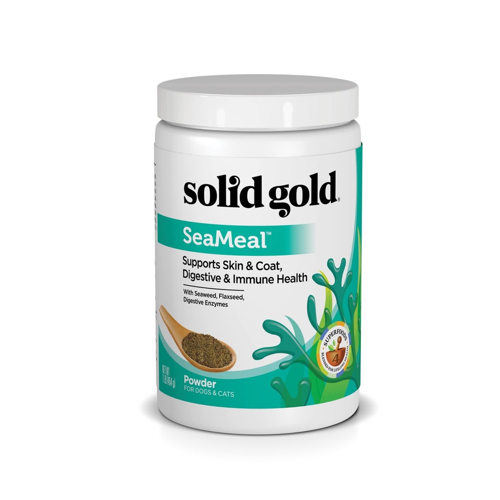 Solid Gold Cat & Dog Multivitamin Toz - Kelp Toz, Omega 3 & Vitamins for Dental, Digestive, Immune, Skin & Coat Health - Multi Vitamin for Dogs & Cats - Cat & Dog Foodmix Supplement - 1lb