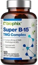 Biophix Super B-15 100 Veggie Caps - Niacindis Choline Inositol DMG TMG - Sağlıklı Oksijen Enerji Seviyelerini Destekler