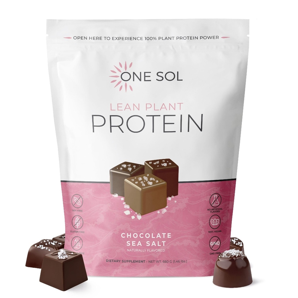 One Sol Lean Plant-Based Protein Toz, Pea & Brown Rice proteini, Low Carb, Vegan Dostu - Gluten, Lactose, & Soy Free - Ek Olmayan Şeker, Non-GMO, Temiz Beslenme, No Bloating (Chocolate Sea Salt)