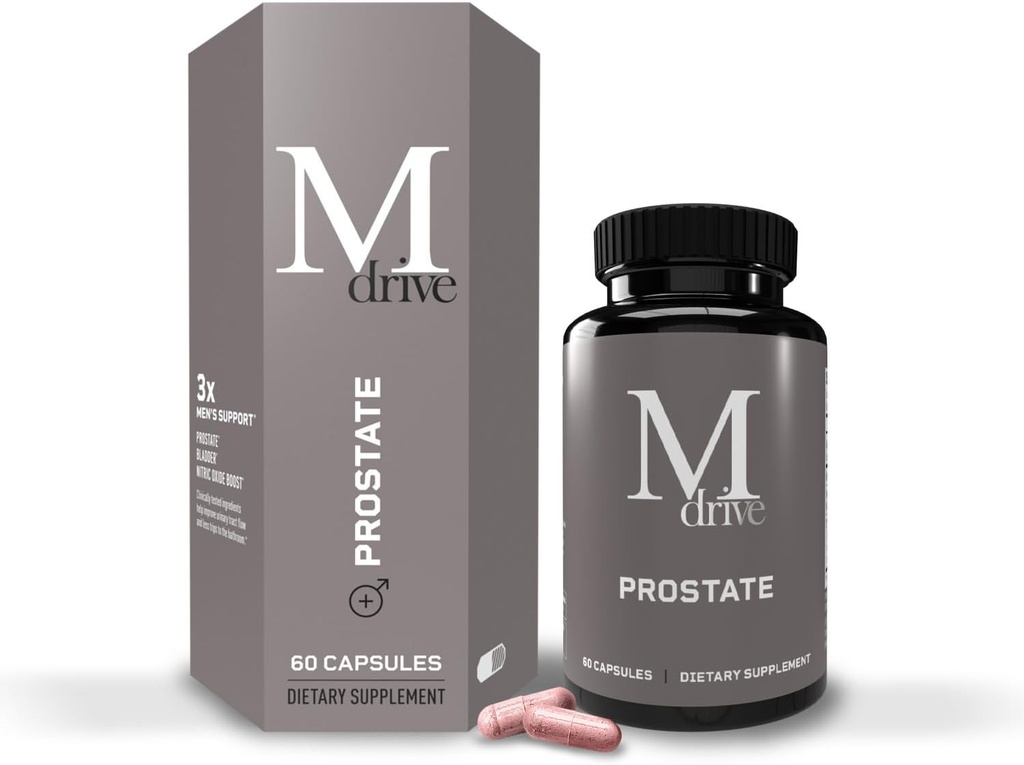 Mdrive Prostate Prostate Support Supplement for Men's Health, Supports Urinary Tract Health, Supports Normal Flow, Frekans & Bladder Boşaltma, Flowens Cranberry Extract, S7 N.O. Branson, 60 Capsules