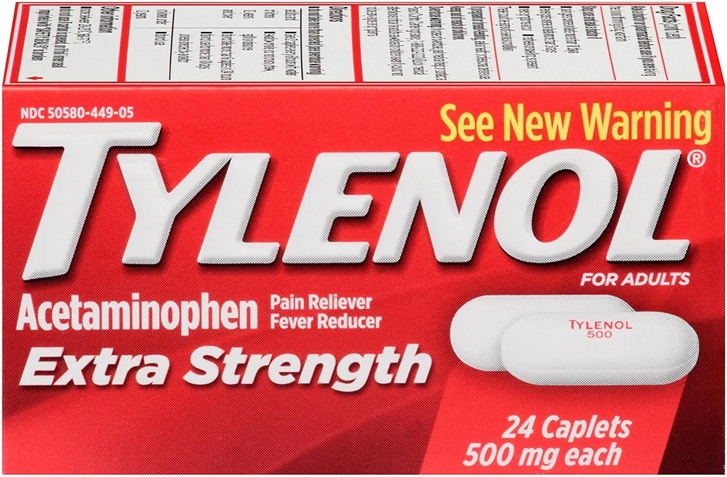 TYLENOL Επιπλέον δύναμη Acetaminophen 500 mg Caplets 24 το καθένα