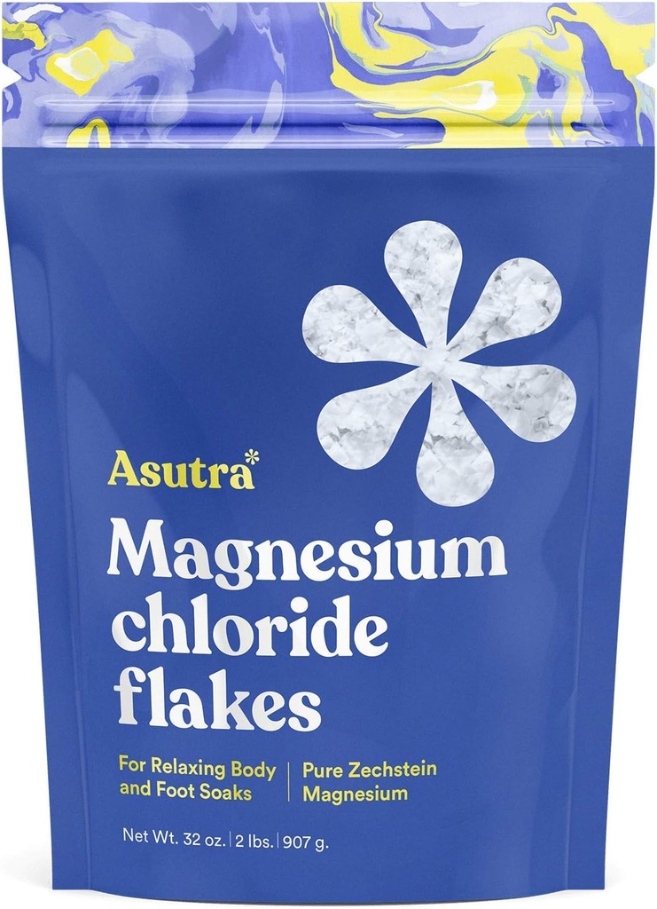 ASUTRA Magnezyum Chloride Bath Flakes, 2 lbs - in Relaxing Foot & Body Soaks, Epzo Salt Alternatif, Hızlı Aborpsiyon