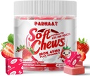 Demir Soft Chew Supplement ile C | Strawberry Flavored | Gluten Free | Kadın Erkek ve Çocuklar için Demir Supplement | 60 Kont | 2 Ay Supply