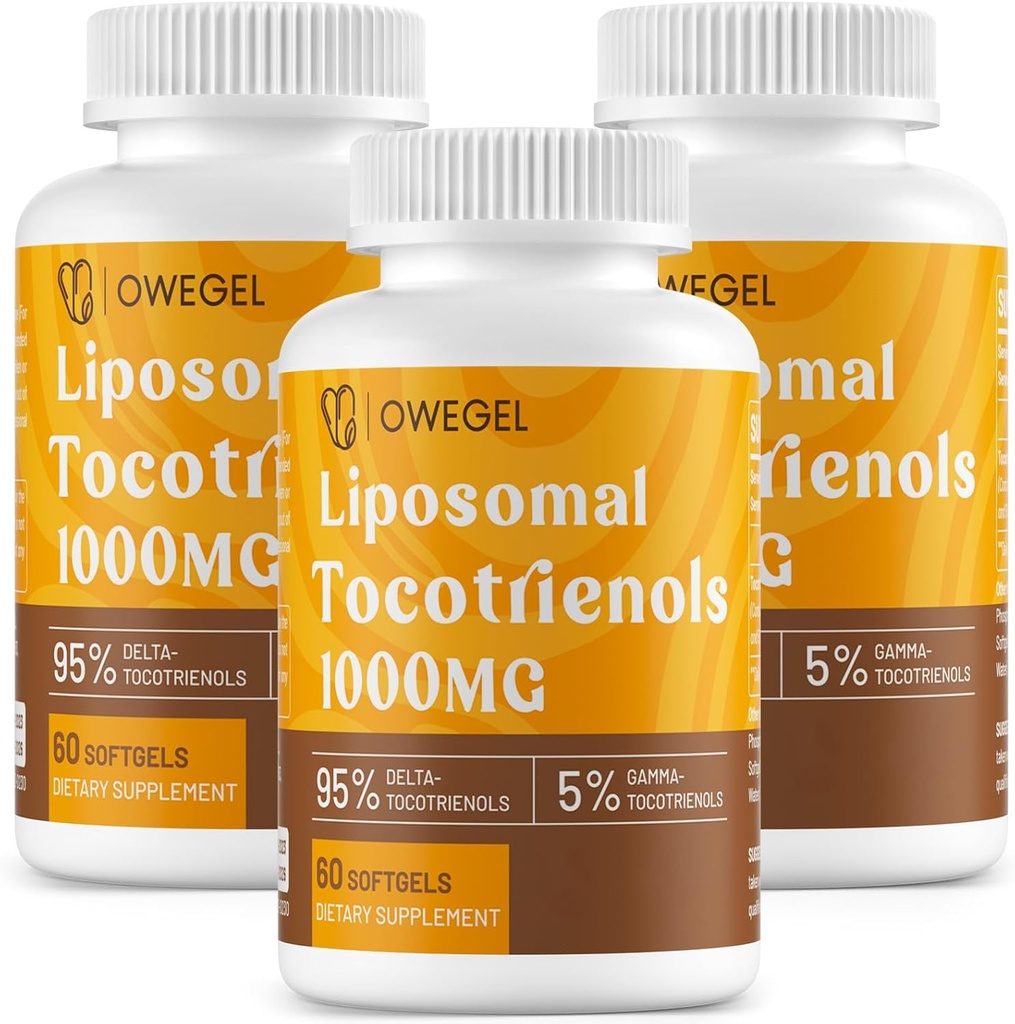 Liposomal Tocotrienols 1000 mg - Yüksek Biyoavailability Vitamin E Tocotrienols Supplements,95 Delta &% 5 Gamma Tocotrienol Capsules Support Skin,Bone,Antioxy,180 Softgels