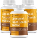 Liposomal Tocotrienols 1000 mg - Yüksek Biyoavailability Vitamin E Tocotrienols Supplements,95 Delta &% 5 Gamma Tocotrienol Capsules Support Skin,Bone,Antioxy,180 Softgels