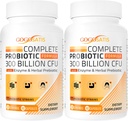 Probiotics for Women & Men, 300 δισεκατομμύρια CFU 11 Strains + Βιολογικά Φυτικά & Digestive Ένζυμα, Probiotic for Digestive Health, Gas & Bloating, Immune, Gut Health for Women & Men, Ράφι σταθερό, 120 Caps