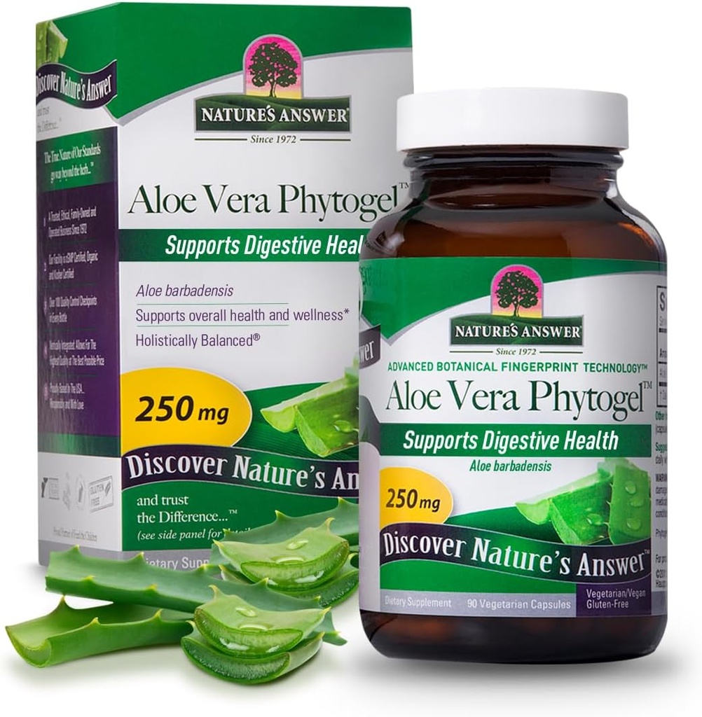 Doğanın Cevapı Aloe Vera Phytogel | Destekler Digestive Health | Vegan, Non-GMO | Veggie Capsules 90Ct