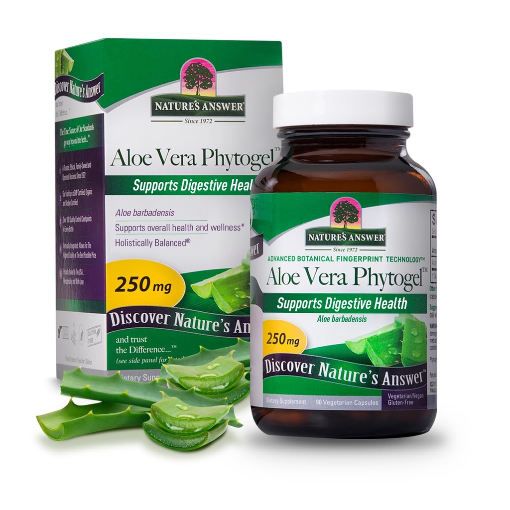 Doğanın Cevapı Aloe Vera Phytogel | Destekler Digestive Health | Vegan, Non-GMO | Veggie Capsules 90Ct