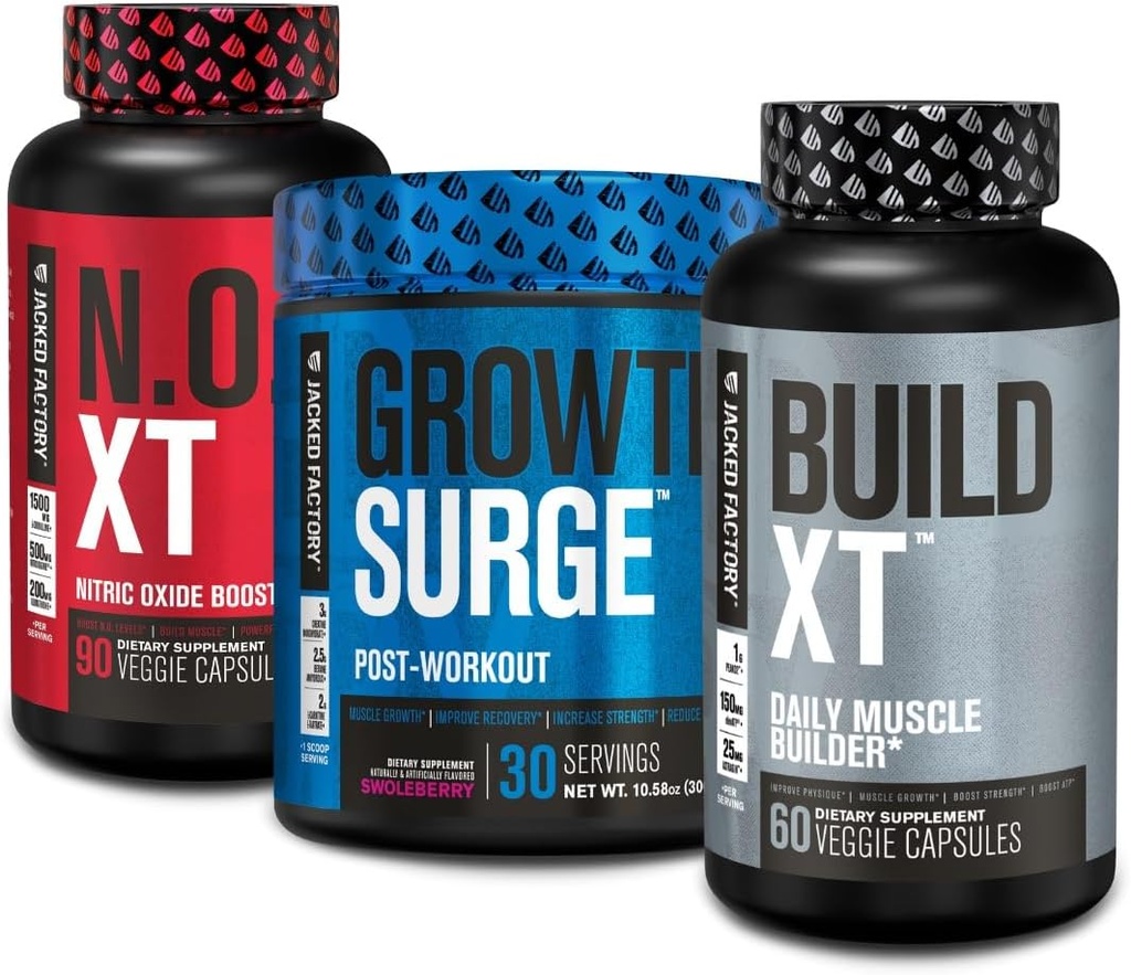 Jacked Factory N.O. XT Nitric Physics Supplement, growth Post Workout Muscle Builder, XT Muscle Builder Build