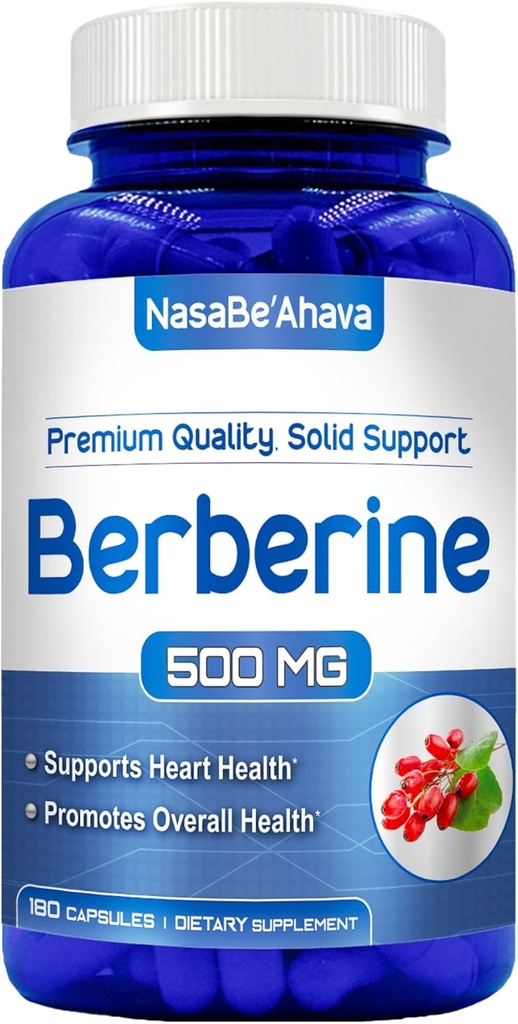 Easy Absorption Berberine Supplement 500mg | Herbal GLP-1 Nutritional Support Supplement with Berberine 500mg | Help Support Healthy Lifestyle | Made in The USA in cGMP Facilities (180 Day Supply)