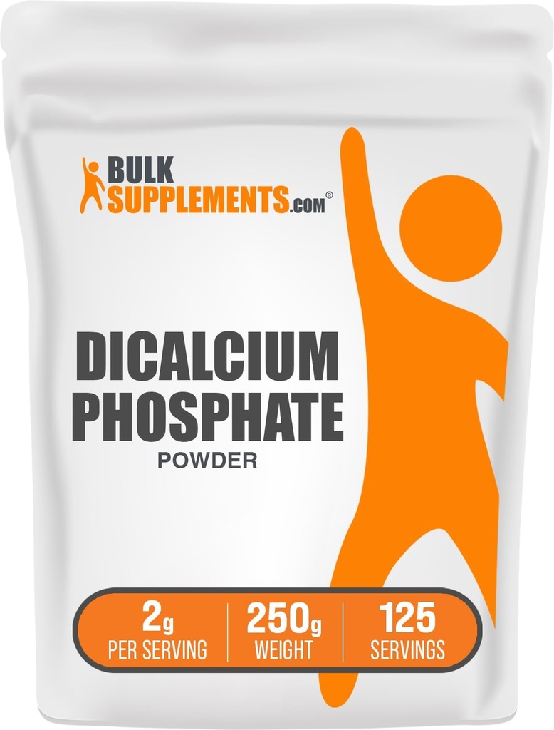 BulkSupplements.com Dicalcium Phosphate Powder - Συμπλήρωμα ασβεστίου, DCP Supplement - Χωρίς γεύση και γλουτένη, 2g ανά Σερβίρισμα, 250g (8,8 oz) (Pack of 1)