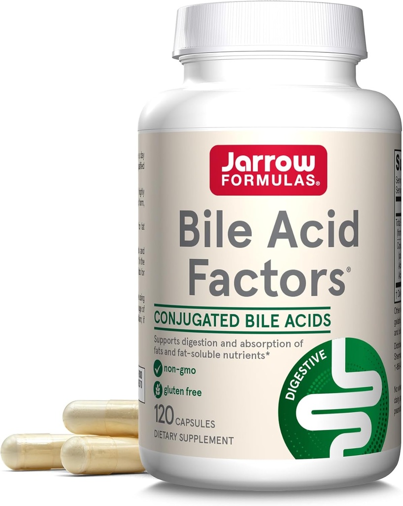 Jarrow Formulas Bile Acid Factors 1000 mg με Conjugated Bile Acids, Συμπλήρωμα διατροφής για την υποστήριξη της πέψης και την απορρόφηση των λιπών & λιπωδών θρεπτικών συστατικών, 120 κάψουλες, 30 ημέρες προσφοράς