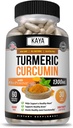 Kaya Naturals Turmeric Platinum, 60 Kont Capsules, Bioperine, Premium Support with 95 Standardized Curcuminoids - 60 Capsules