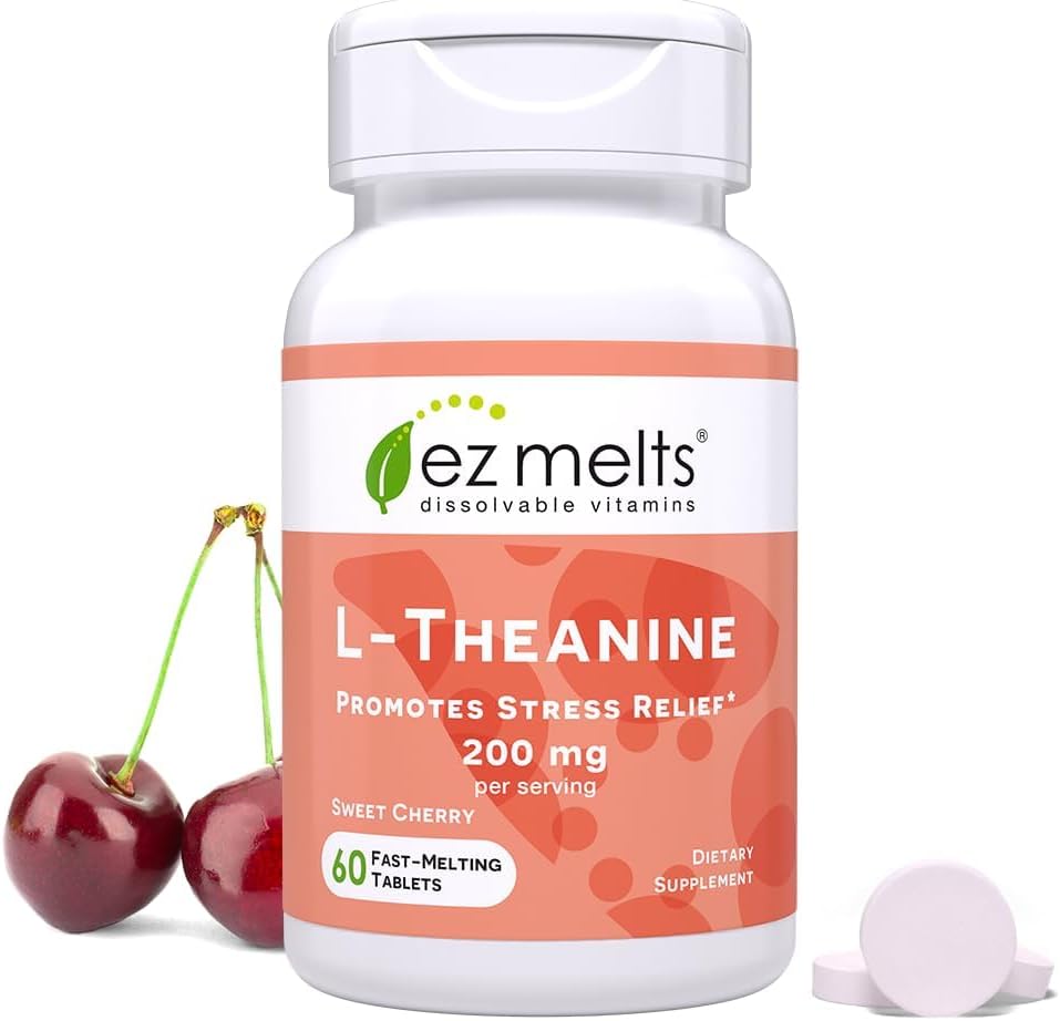 EZ Λιπαρά Διαλύσιμα L-Θεανίνη 200 mg, Χωρίς ζάχαρη, 1 Μήνας Προμήθεια - 1 Συσκευασία