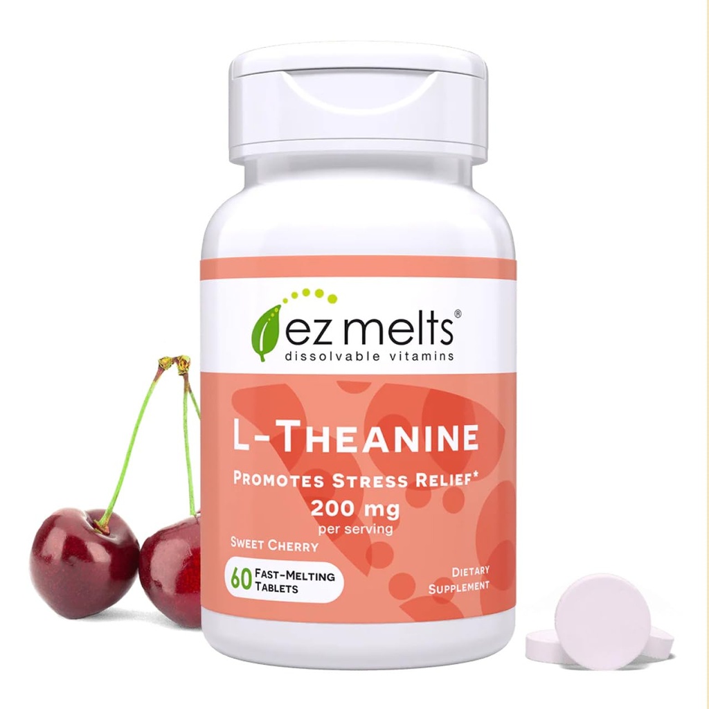 EZ Λιπαρά Διαλύσιμα L-Θεανίνη 200 mg, Χωρίς ζάχαρη, 1 Μήνας Προμήθεια - 1 Συσκευασία