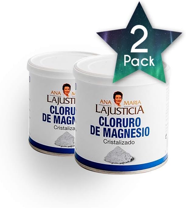 2 Pack Ana Maria LaJusticia Magnesium Chloride 400g - Ideal for Old People - Recharge Your Energy - Supplement - Strengthens - Energy - Spain