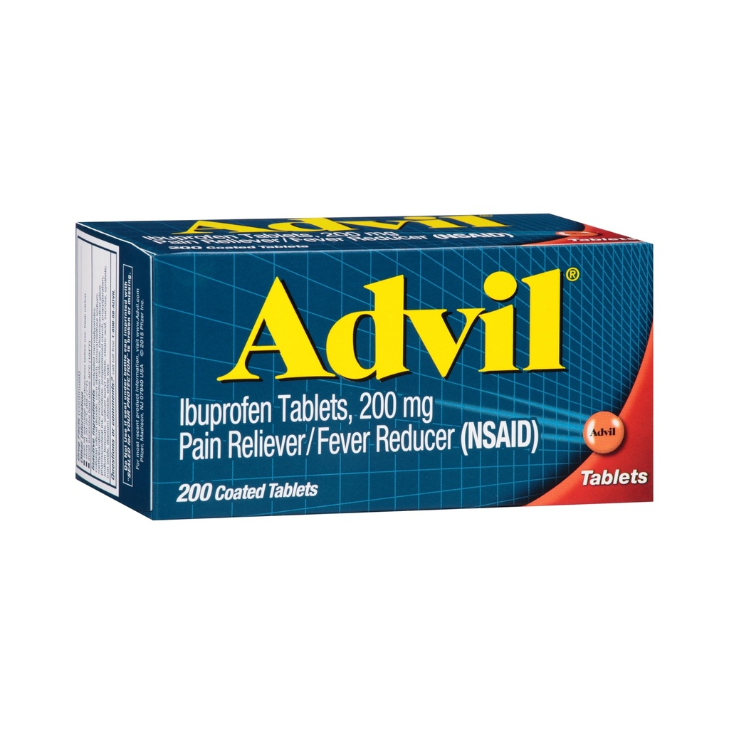 Advil Pain Reliever και Fever Reducer, Pain Relief Medicine με Ibuprofen 200mg για τον πονοκέφαλο, τον πόνο στην πλάτη, τον πόνο στην εμμηνόρροια και την ανακούφιση από τον πόνο στις αρθρώσεις - 200 Επικαλυμμένα δισκία