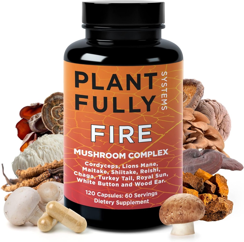 10in-1 Mushroom Supplement – Lion's Mane, Reishi, Cordyceps, Chaga, Türkiye Tail, Maitake & Shiitake – Nootropic Complex for Brain Support, Memory, Focus & Energy – 120 Capsules, USA