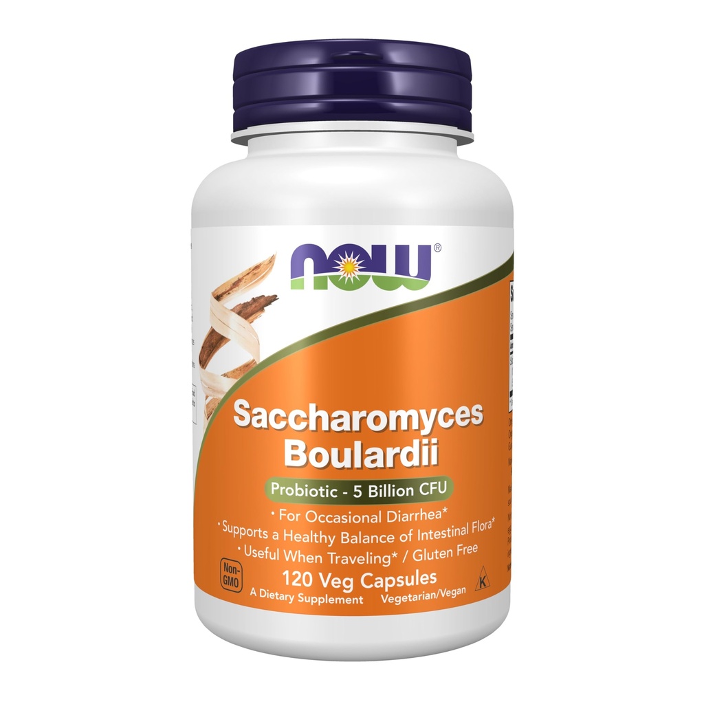 NOW Συμπληρώματα τροφίμων, Saccharomyces Boulardii, 5 δισεκατομμύρια CFU Probiotic, 120 κάψουλες Veg