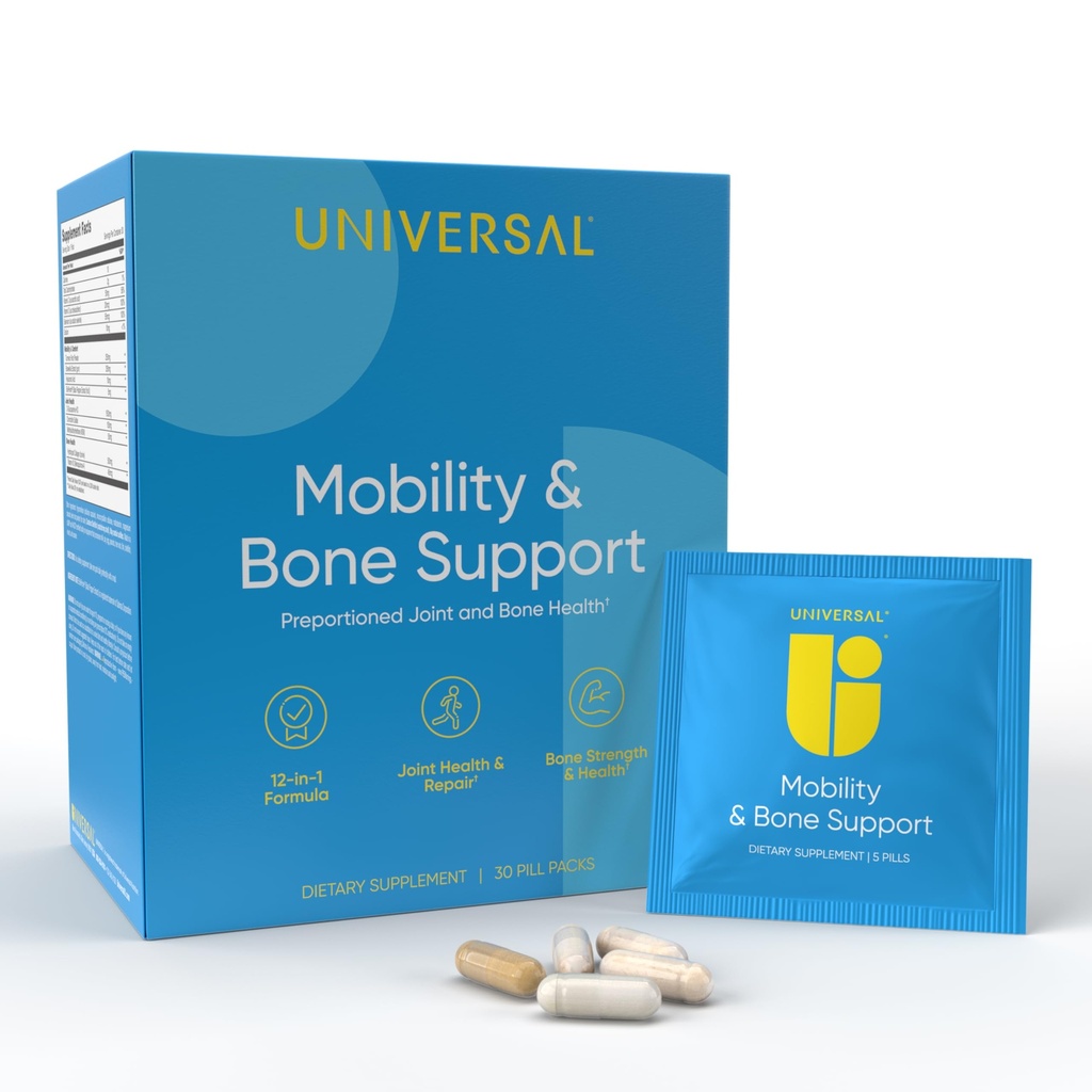 Hareketli ve Bone Support Daily Multivitamin - 12in-1 Bone, Diz, Cartilage, Ligament, Women and Men, Collagen, Turmeric, Glucosamine Chondroitin MSM Capsules - 30 Vitamin Packs