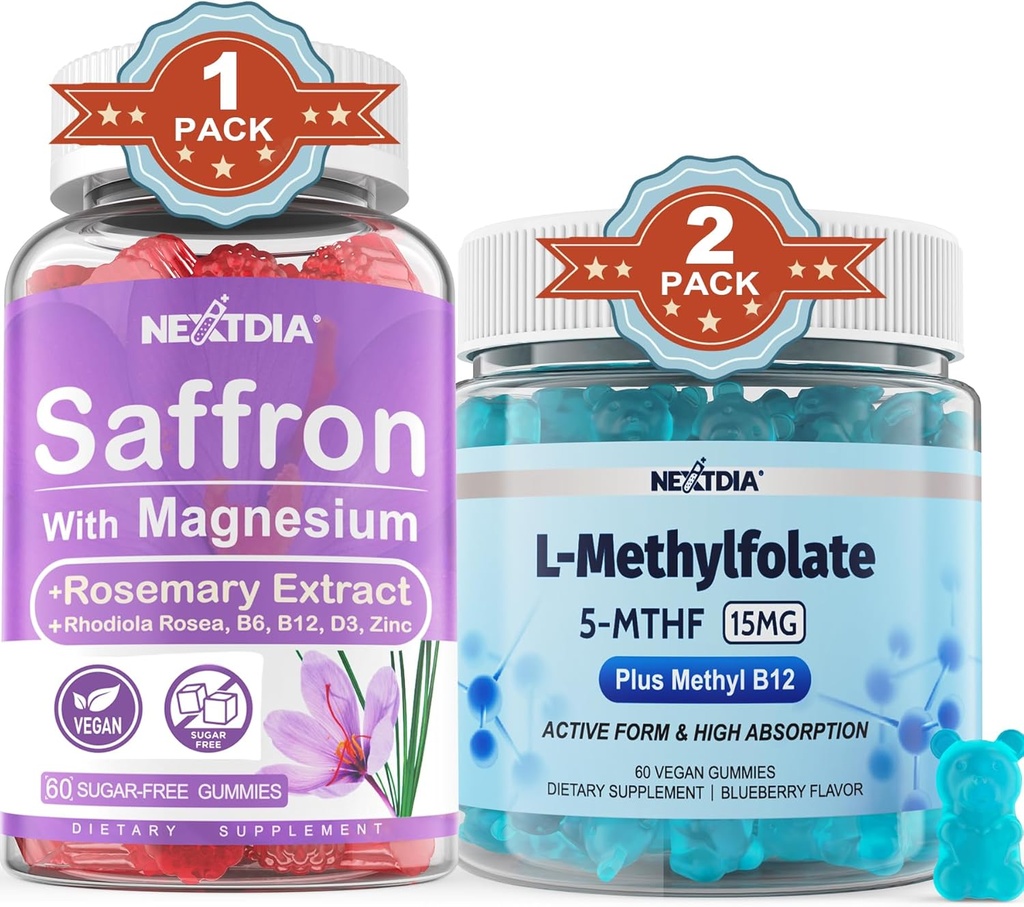 Γλυκινικό μαγνήσιο + L-μεθυλο-Folate 15mg & Gummys methyl B12, 3 Συσκευασία