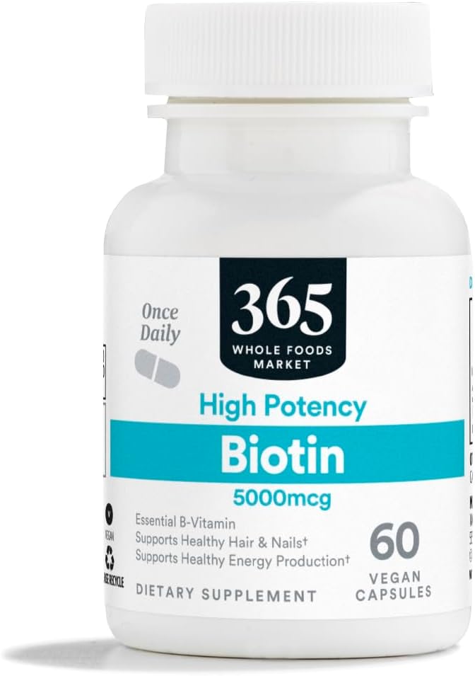 365 by Whole Foods Market, High-Potency Biotin 5000mcg, Vegan, 60 Count