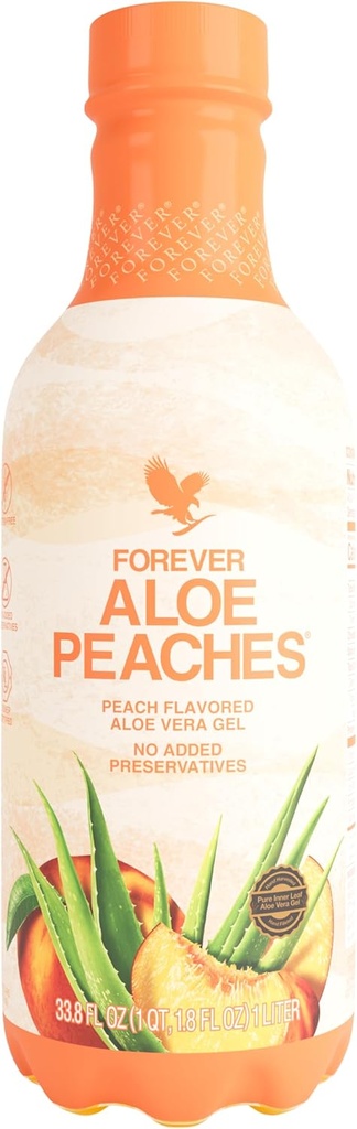 Sonsuz Yaşam - Aloe Peaches, Gerçek Peach Flavor, Destekler Digestion ve Immune System, Vegan ve Gluten-Free, 33.8 fl oz, 1 Pack