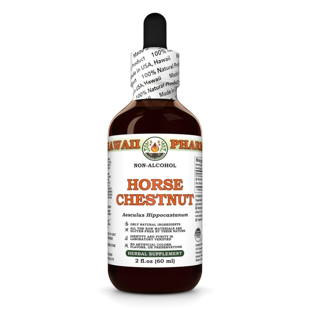 Horse Chestnut (Aesculus Hippocastanum) Ξηροί Καρποί Γλυκερίτης, Made in Hawaii, Organic Πρώτες ύλες, All Natural, Vegan, Lab Tested Alcohol-Free Liquid Extract - 2 fl.oz