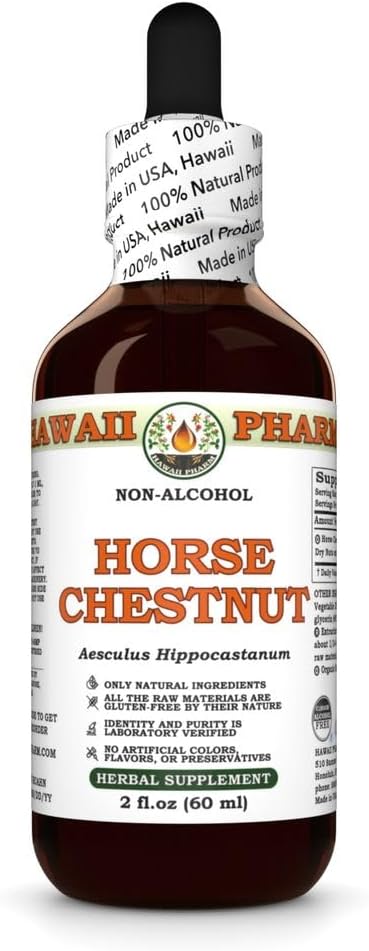 Horse Chestnut (Aesculus Hippocastanum) Ξηροί Καρποί Γλυκερίτης, Made in Hawaii, Organic Πρώτες ύλες, All Natural, Vegan, Lab Tested Alcohol-Free Liquid Extract - 2 fl.oz