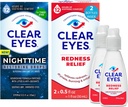 Clear Eyes Nighttime Restoring Eyes Drops, Nighttime Relief Kuru Eye Drops, 0,5 Fl Oz + Clear Eyes Redness Relief Eye Drops, 0,5 oz, Dual Pack