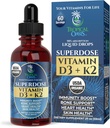 USDA Organik Sıvı Vitamin D3 K2 Yetişkinler için Merdiven | Superdose 8000IU Pure Vitamin D3 | 60 Serv | Vitamin D K2 Tamam Immune Support & Bone Health | 98 Abxia | Vegan, Non-GMO | 2 Fl Oz