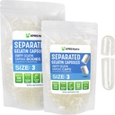 XPRS Nutra Gelatin Μέγεθος 3 Ξεχωριστές κάψουλες - 500 μετρητές κενές κάψουλες χωρίζονται σε τσάντες - μέγεθος 3 χάπια Ζελατίνη πληρώσιμα καπάκια τζελ για να το κάνετε μόνοι σας συμπλήρωμα γεμίσματος