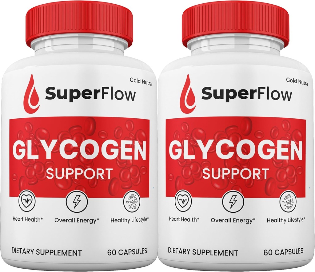 (2 Pack) Super Flow Blood Support Capsules, SuperFlow Glycogen Pills All Natural Supplement, 2-Month Supply.
