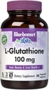 Bluebonnet Beslenme L-Glutathione 100 mg, Free-Form Amino Asit, Free Radikal Koruma, Soy-Free, Gluten-Free, Non-GMO, Kosher sertifikalı, Vegan, 30 Sebze Kapsülleri, 30 Hizmet