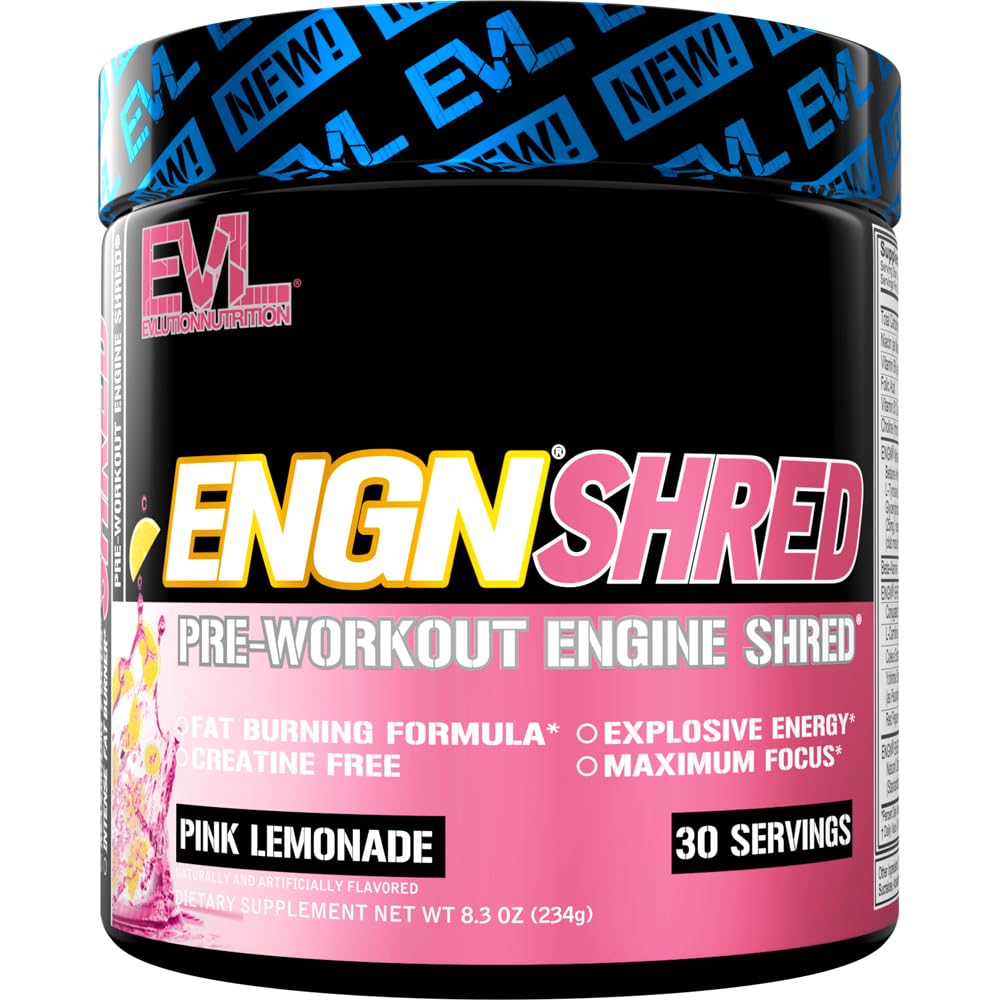 EVL Ultimate Pre Workout Toz - Termogenic Fat Burn Destek Son Enerji Oda ve Stamina için Toz İçecek Preworkout - ENGN Ked Intense Kretine Free Preworkout Drink Mix - Pink Lemonade
