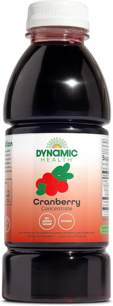Dynamic Health Pure Cranberry Unsweetened 100% Juice, Natural Antioksi Supplement, Nomixs, NoEDIT Sugar, No Preservatives, 16 Hizmet, 16oz