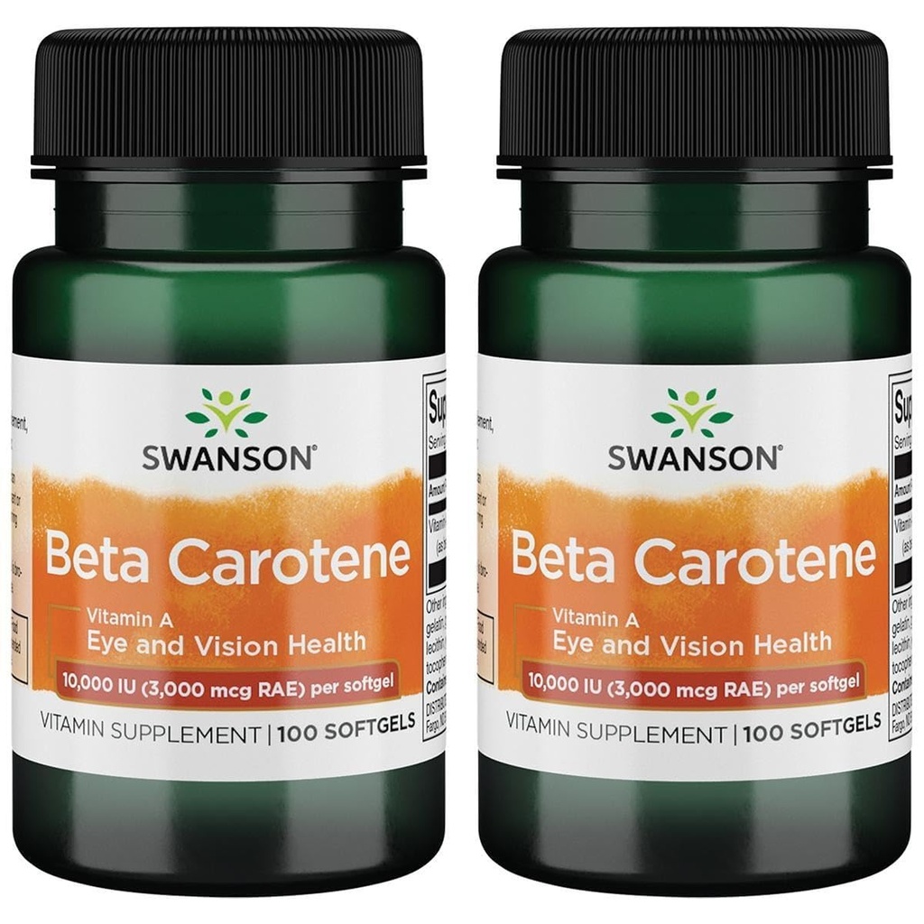 Swanson Beta-Carotene (Vitamin A) Δέρμα ανοσοποιητικό σύστημα Υγεία Αντιοξειδωτικό υποστήριξη 10000 Iu (3000 mcg) 100 Softgels