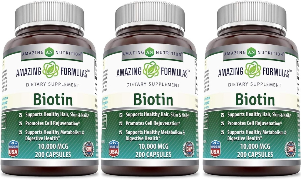 Şaşırtıcı Beslenme Biotin 10.000 Mcg Diyetary Supplement, 200 Capsules (200 Capsules (Pack of 3))