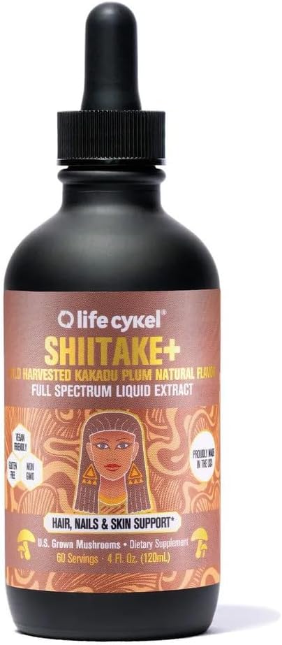 Lifecykel - Shiitake Mushroom Extract with Kakadu Plant - Advance Organic Mushroom Supplement for Hair, Nail and Skin - Potent Vitamin C Immune Boost for Yetişkinler - 4 Fl Oz
