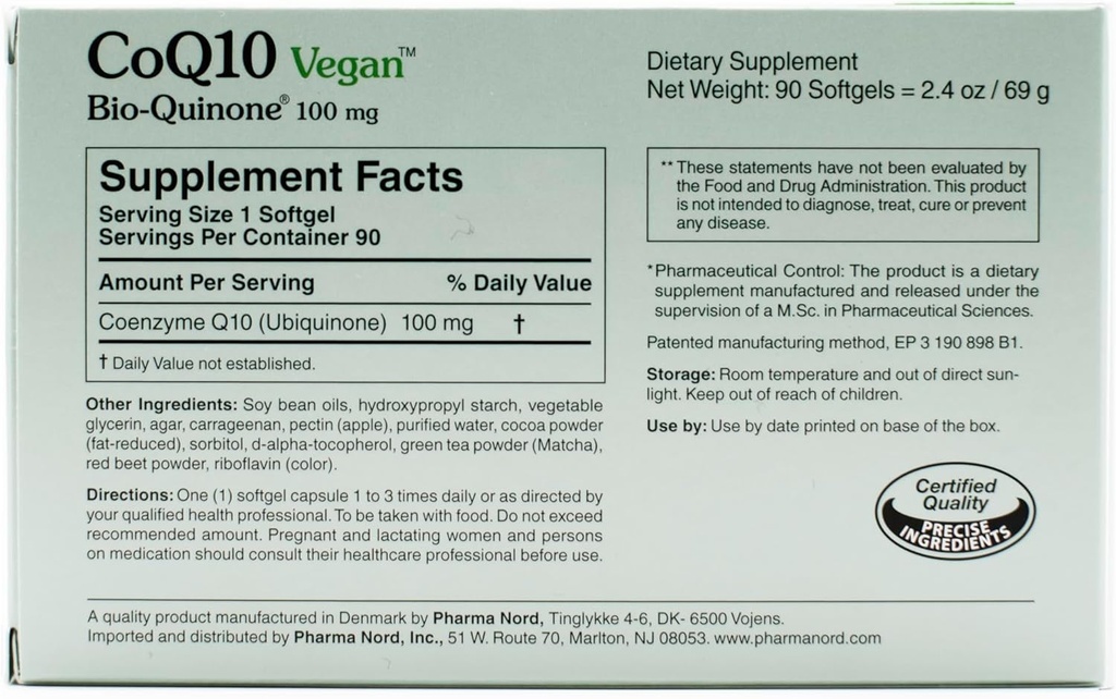 CoQ10 Vegan Bio-Quinone 100 mg, 180 Softgels | Premium Plant-Based Coenzyme Q10 Supplement with Non-GMO Materialss for Optimal Health | High Abxia Formula for Heart Health and Energy Production Production