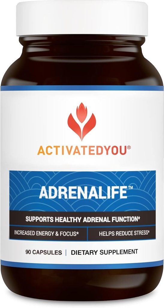 ACTIVATEDYOU AdrenaLife-Ηρεμία και χαλάρωση Συμπληρώματα στήριξης για την ανακούφιση από το στρες, τον ύπνο και την επικεντρωμένη ενέργεια w/Magnesium, βιταμίνη B12, & εκχύλισμα Rhodiola Rosea (90 κάψουλες)
