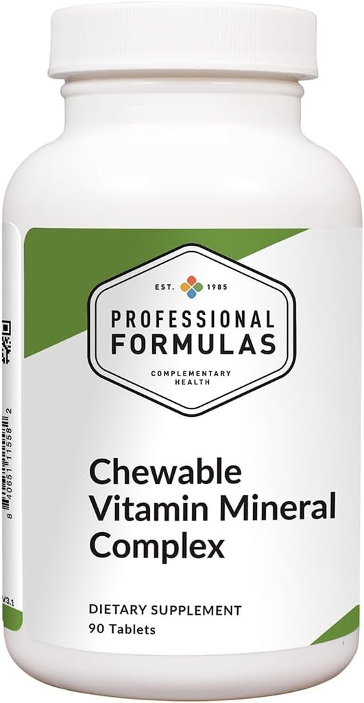 Professional Formulas Chewable Vitamin Mineral Complex – Απαραίτητες βιταμίνες & ανόργανα συστατικά σε ένα εξαιρετικό γευστικό, αρωματικό μελιού, μασώμενο δισκίο για χρήση ως καθημερινό συμπλήρωμα* – Χωρίς γλουτένη, 90 δισκία