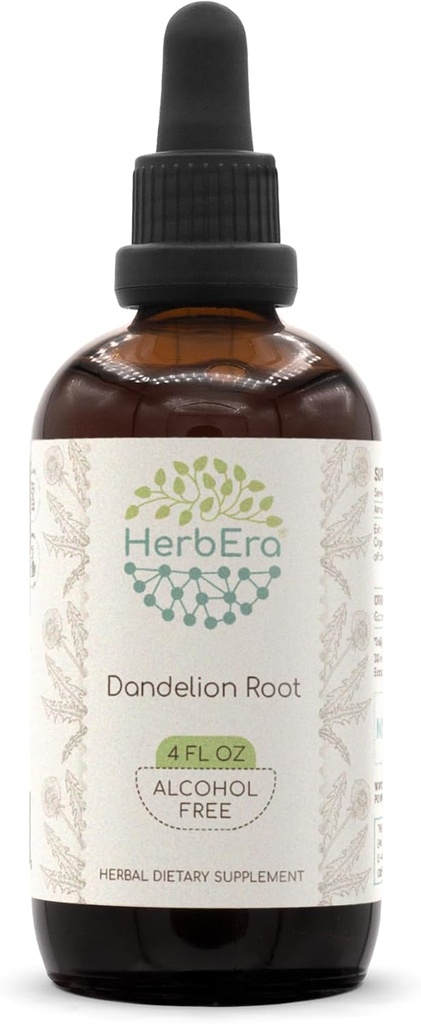 HerbEra Dandelion Root B120 Herb-Free Herbal Extract Βάμμα, Super-Concentrated Dandelion (Taraxacum Officinale) Αποξηραμένη Ρίζα (4 fl oz)