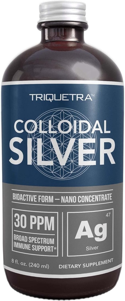 Bioaktif Colloidal Silver - 8 oz, Glass Şişe, Vegan, Güvenli Doss en yüksek etkililiği olan - Nano Ions, 30 PPM - Immune Support (48 Hizmet)