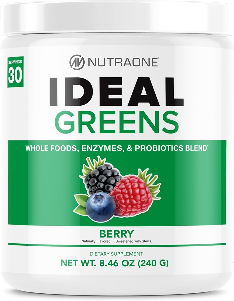 NutraOne Ideal Yeşiller Antioksi ve Nutrient-Rich Superfood Greens Toz Supplement Berry- 30 Hizmet