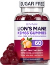Sugar Free Lions Mane Supplement Gummies with KSM-66 Ashwagandha - Nootropic Supplement for Cognition, Brain Fog, mental Clarity, Focus & Stress Support - Natural Berry Flavor, Vegan, ABD'de