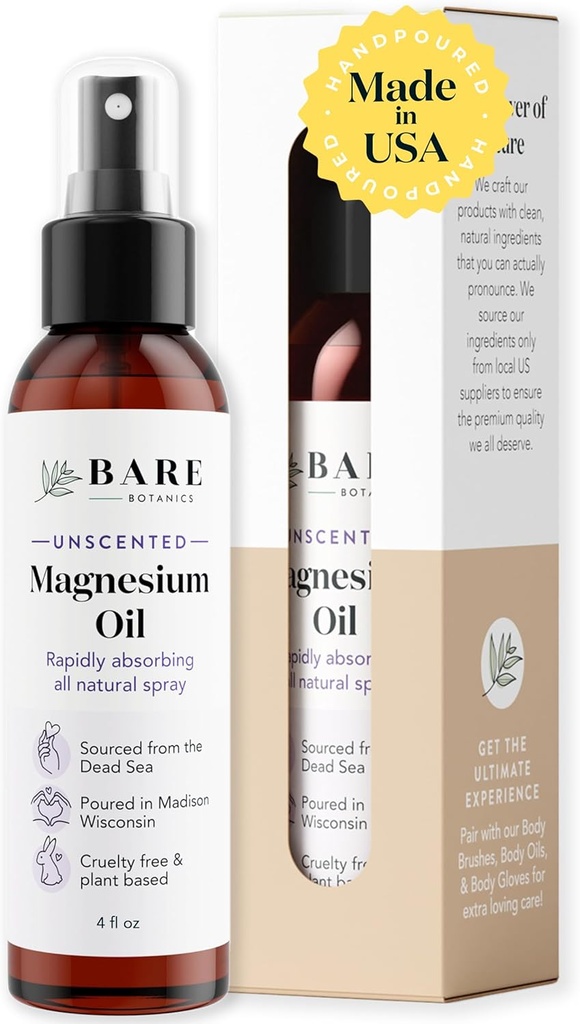 Bare Botanics Unscented 4oz Pure Magnesium Oil Spray from The Dead Sea 