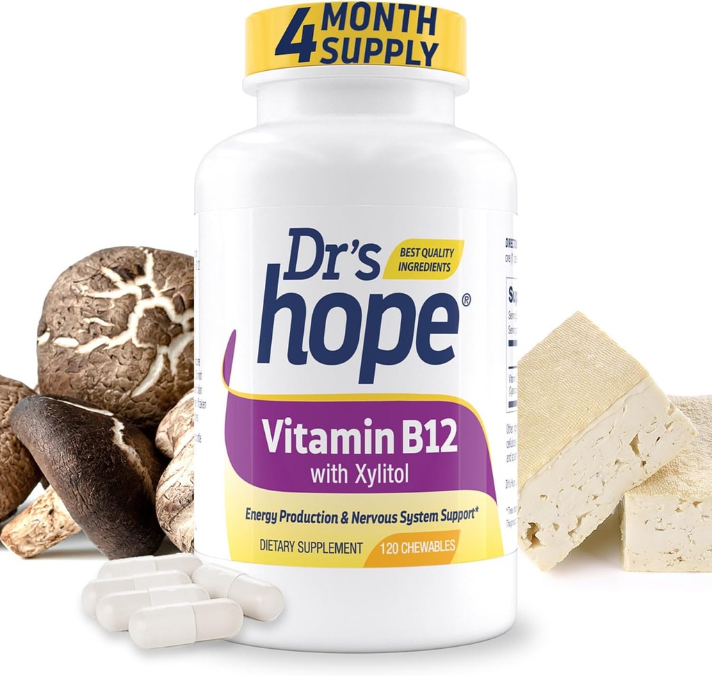 B12 1000 Mcg, B12 Vitaminleri 1000 Mcg, Metabolism, Enerji Üretimi ve Nervous Sistem Desteği, 120 Chewable Tablet - 1 Tablet Oda, Non-GMO & Gluten Free